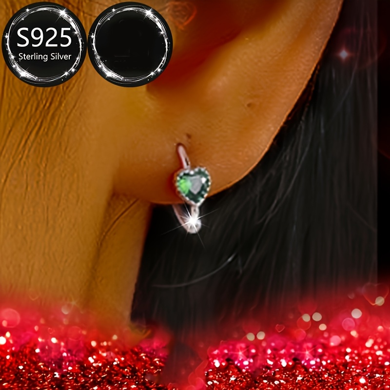 925 Silver Heart Earrings CZ Dangle Lightweight & Durable